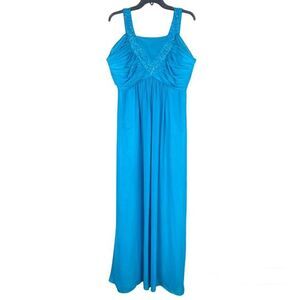 Blue Women's Long Chiffon Dress Sz XXXL Turquoise Formal Party Gown Prom Pageant